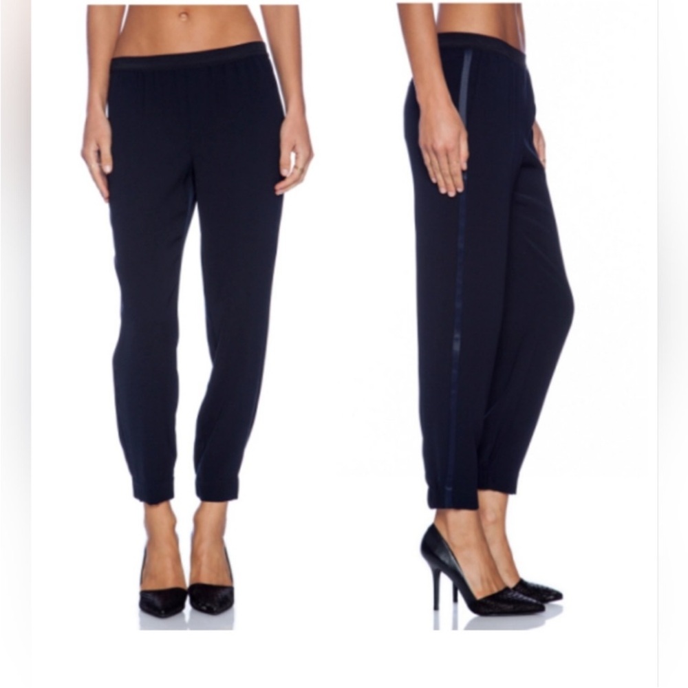 Vince Silk Tuxedo Jogger Pants, black Size large - Picture 2 of 10